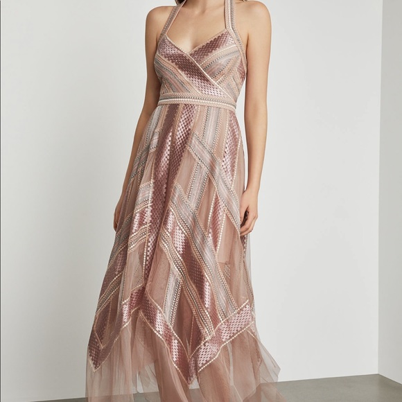 BCBGMaxAzria Dresses & Skirts - $418 BCBG Blush Metallic Handkerchief Dress